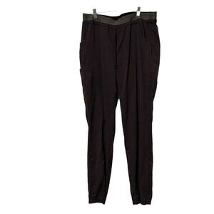 Maevn Womens Dark Grey Polyester Drawstring Waistband Yoga Scrub Pants Large